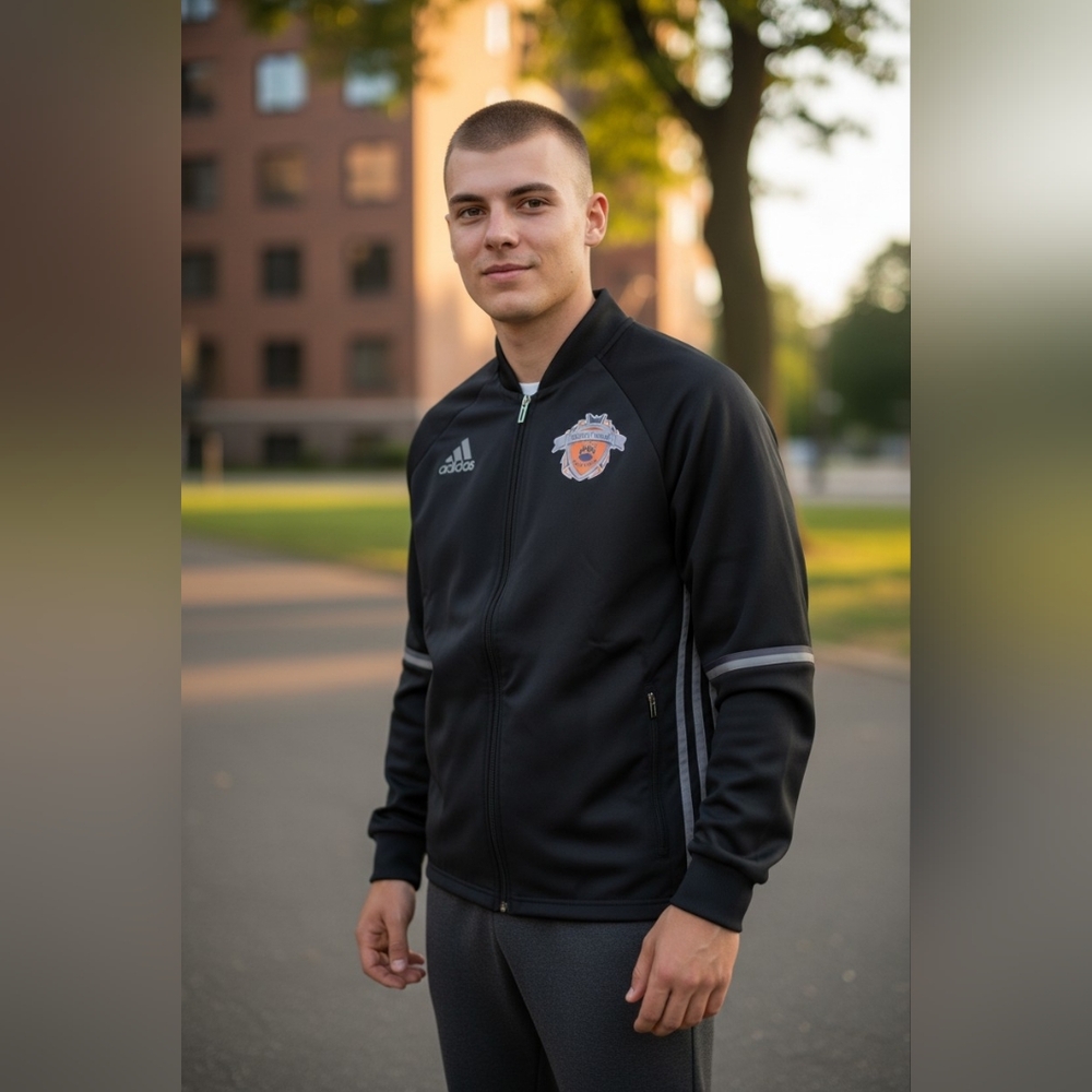 Adidas Black and Gray Track Jacket with Emblem